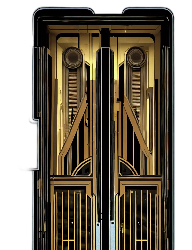 furniture, building, jewelry, crown, 3d render, concept art, photorealistic, golden transparent PNG cut-out