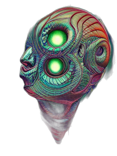 mask, staff, face, creature, concept art, fantasy art, 3d render, pixel art transparent PNG cut-out