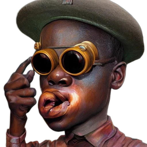face, mask, hat, weapon, concept art, photorealistic, 3d render, comic book art transparent PNG cut-out
