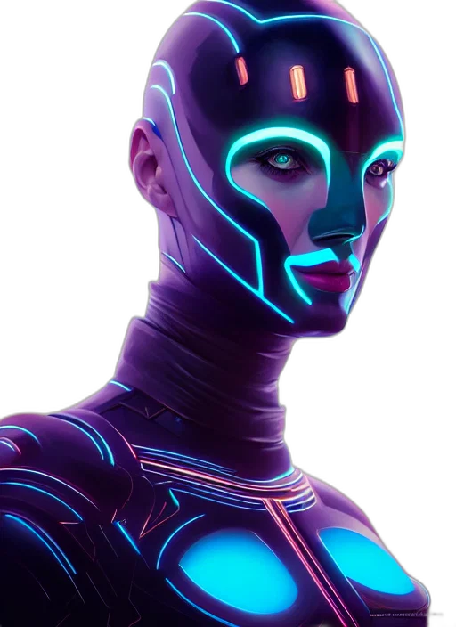 robot, face, mask, creature, cyberpunk, vaporwave, concept art, 3d render transparent PNG cut-out