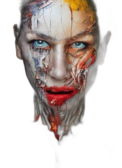 face, mask, jewelry, robot, photorealistic, cyberpunk, concept art, fantasy art transparent PNG cut-out