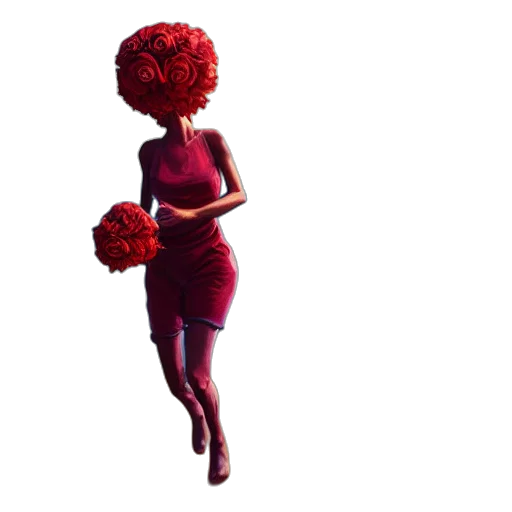dress, flower, hair, crown, concept art, 3d render, pixel art, comic book art transparent PNG cut-out