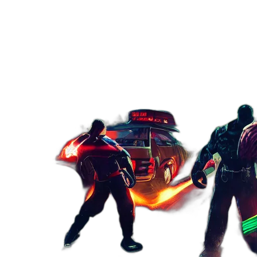 jacket, weapon, car, concept art transparent PNG cut-out