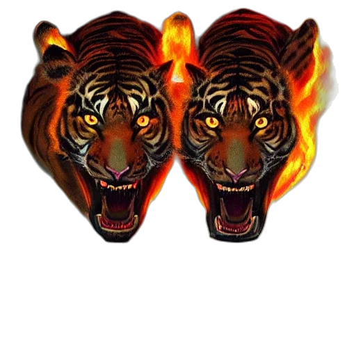 animal, 3d render, pixel art, fantasy art, concept art, fire, two, headed transparent PNG cut-out