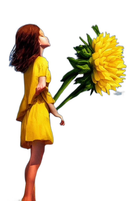 flower, dress, staff, umbrella, photorealistic, oil painting, concept art, pixel art transparent PNG cut-out