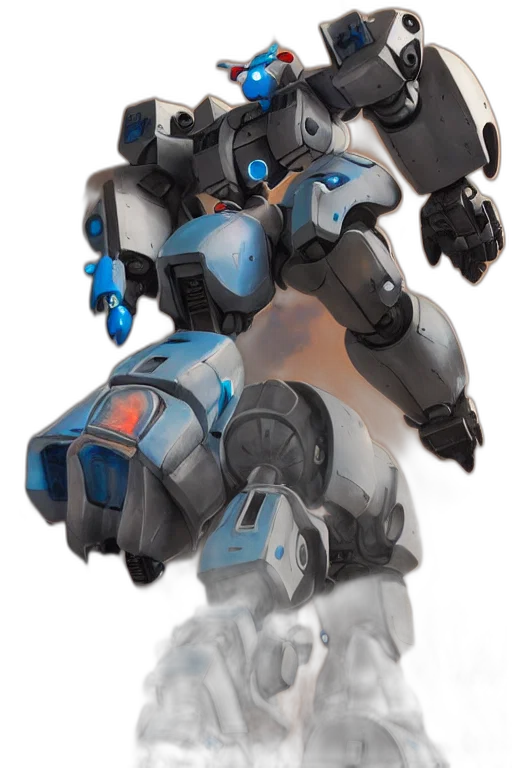 robot, weapon, concept art, 3d render, blue, mechwarrior, mercenaries, mech transparent PNG cut-out