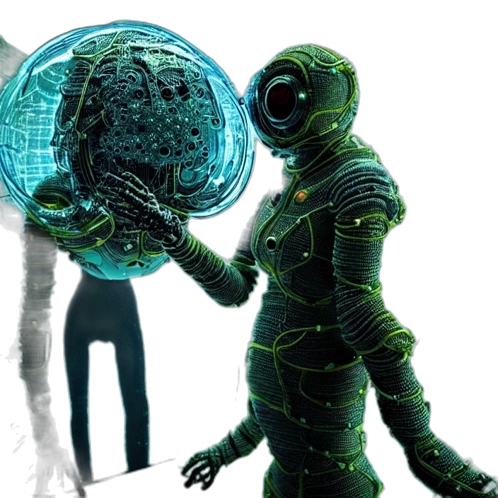 robot, mask, concept art, 3d render transparent PNG cut-out