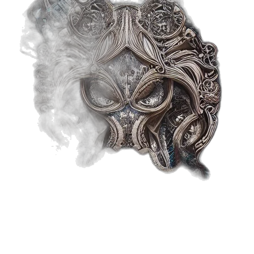 mask, face, crown, weapon, concept art, fantasy art, photorealistic, watercolor transparent PNG cut-out