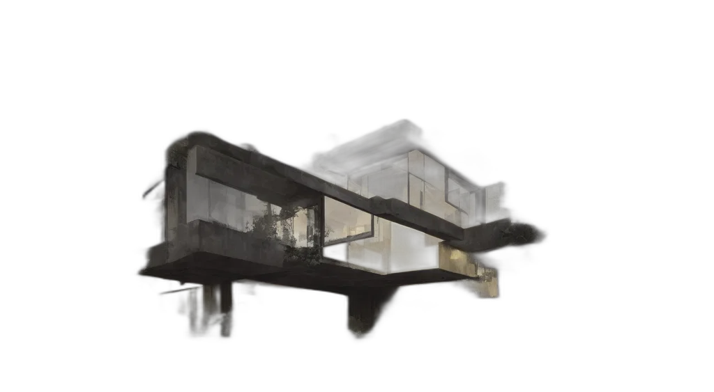 building, furniture, 3d render, concept art, photorealistic, pixel art, dark, earth tones transparent PNG cut-out
