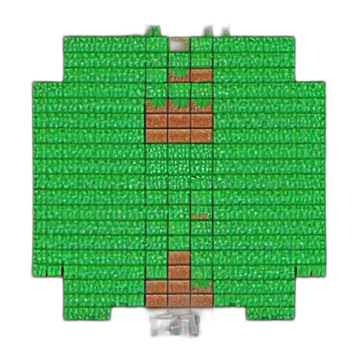 tree, weapon, crown, building, pixel art, 3d render, concept art, green transparent PNG cut-out