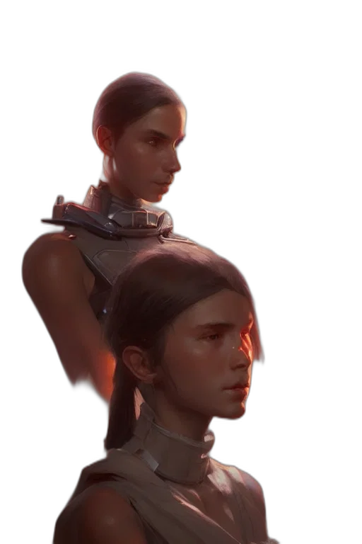 robot, face, staff, crown transparent PNG cut-out