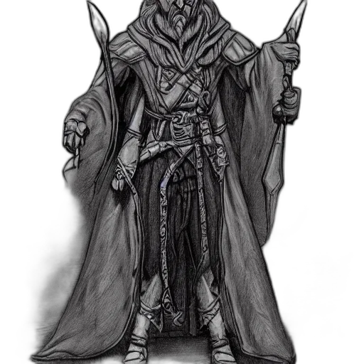 staff, mask, sword, jacket, concept art, fantasy art, comic book art, pencil sketch transparent PNG cut-out