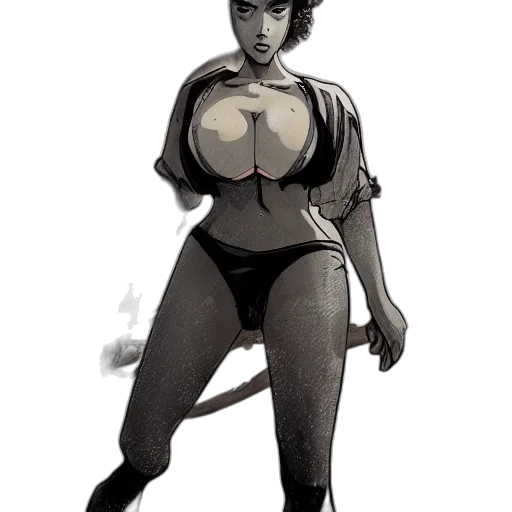dress, staff, comic book art, concept art, fantasy art, photorealistic, monochrome, thicc transparent PNG cut-out