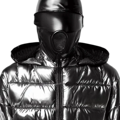 jacket, mask, cyberpunk, concept art, wet, plate, photo, black transparent PNG cut-out