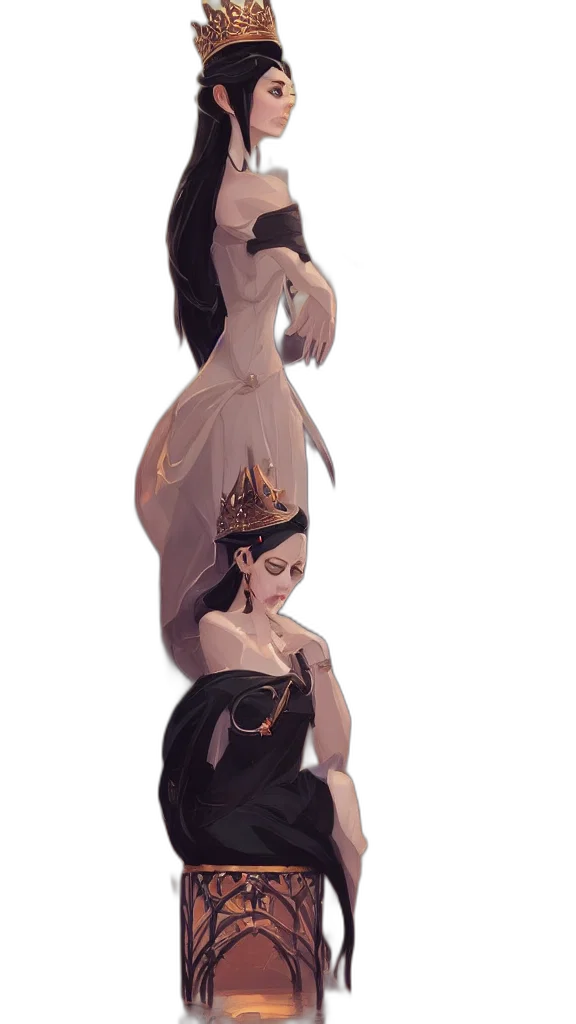 dress, crown, staff, hat, concept art, fantasy art, pixel art, 3d render transparent PNG cut-out