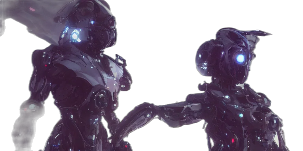 robot, concept art, 3d render, cyberpunk, outer space, neon lights, sci, suit transparent PNG cut-out
