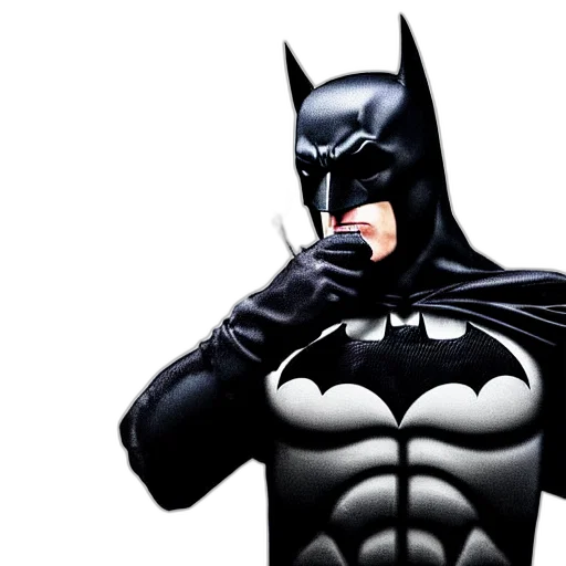 comic book art, 3d render, concept art, photorealistic, batman, smoking, cigarette, photograph transparent PNG cut-out