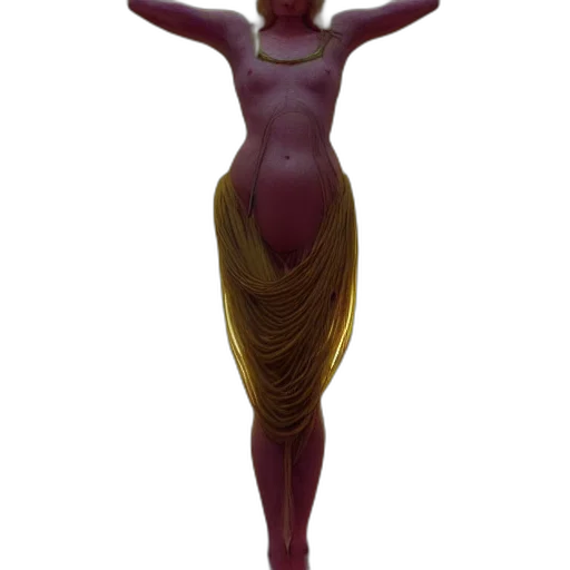 dress, staff, jewelry, 3d render, concept art, fantasy art, pixel art, golden transparent PNG cut-out
