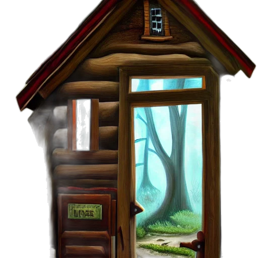 building, furniture, concept art, 3d render, fantasy art, photorealistic, forest, fog transparent PNG cut-out