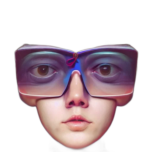 face, mask, robot, 3d render, vaporwave, photorealistic, concept art, pastel transparent PNG cut-out