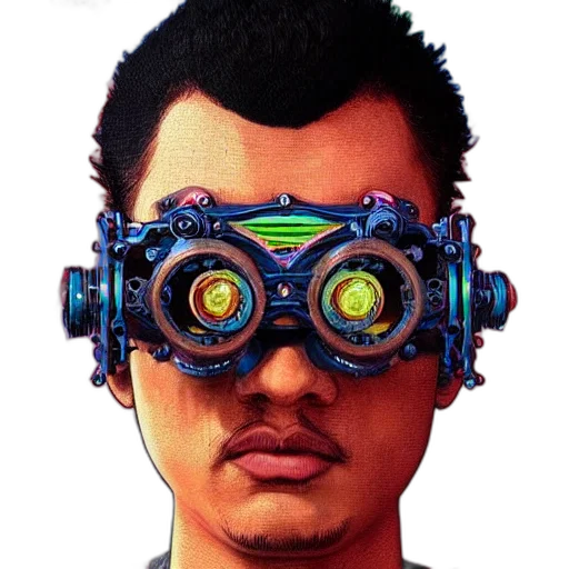 robot, mask, face, staff, cyberpunk, concept art, comic book art, pixel art transparent PNG cut-out