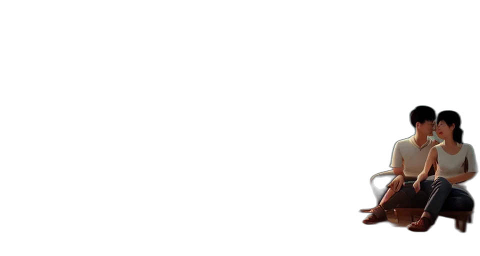 staff, wide, shot, asian, couple, hugging, each, other transparent PNG cut-out