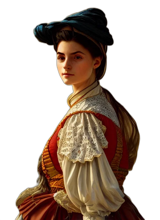 hat, crown, face, dress, oil painting, photorealistic, fantasy art, concept art transparent PNG cut-out