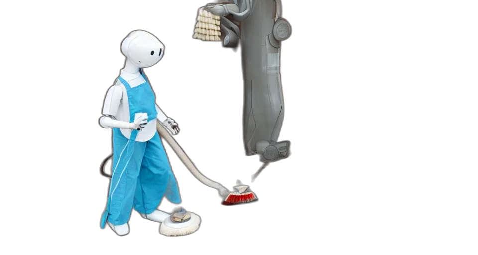 robot, staff, concept art, 3d render transparent PNG cut-out