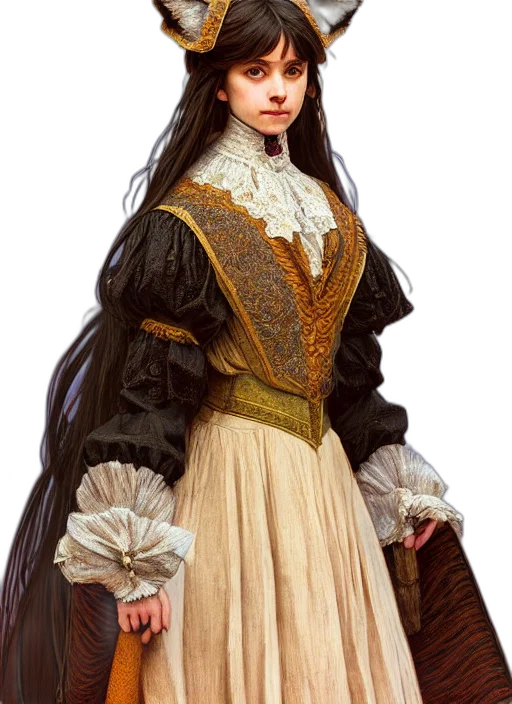 dress, jacket, staff, face, fantasy art, concept art, photorealistic, oil painting transparent PNG cut-out