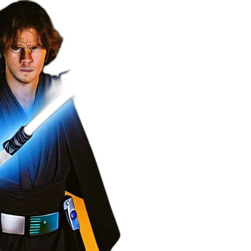 sword, staff, weapon, jedi, holding, blue, light, saber transparent PNG cut-out
