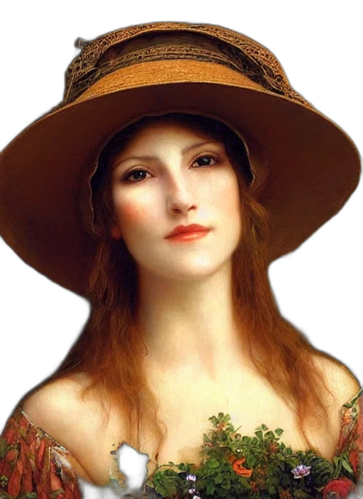 hat, face, jewelry, crown, photorealistic, oil painting, fantasy art, portrait transparent PNG cut-out