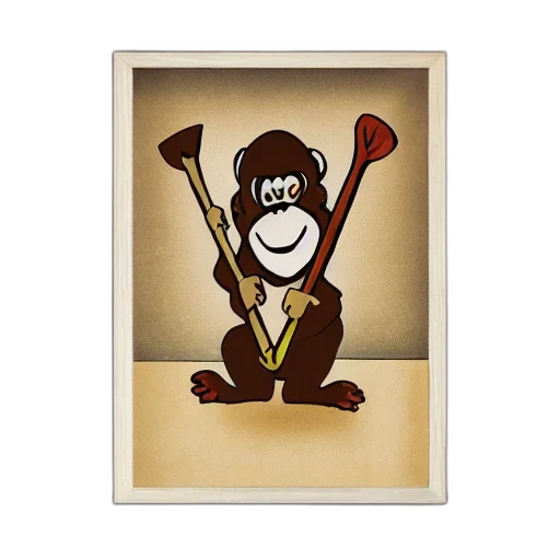staff, animal, cartoon, concept art, monkey, axe transparent PNG cut-out