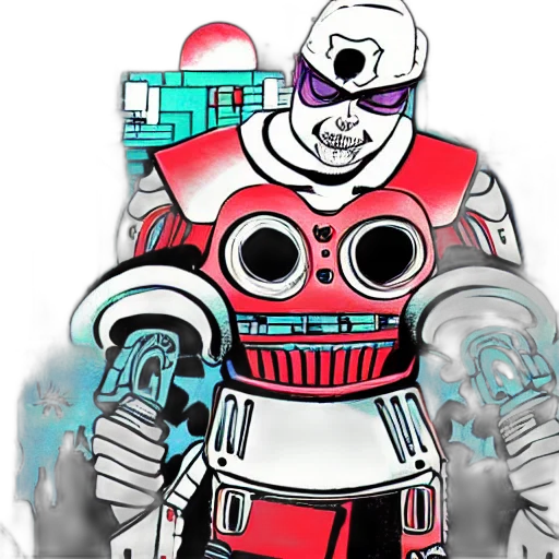 robot, concept art, comic book art, 3d render transparent PNG cut-out