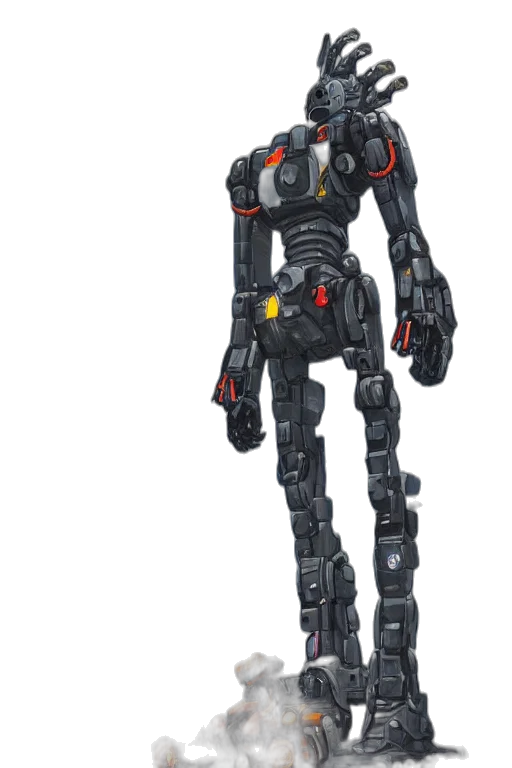robot, staff, weapon, concept art, 3d render, pixel art, cyberpunk, kid transparent PNG cut-out