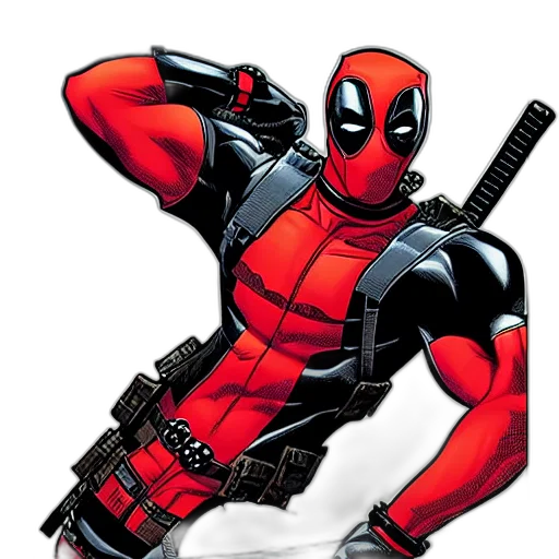 weapon, comic book art, concept art, cartoon, pixel art, red, deadpool, comic transparent PNG cut-out