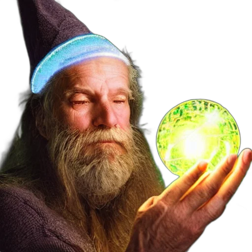 hat, staff, 3d render, fantasy art, concept art, outer space, old, man transparent PNG cut-out