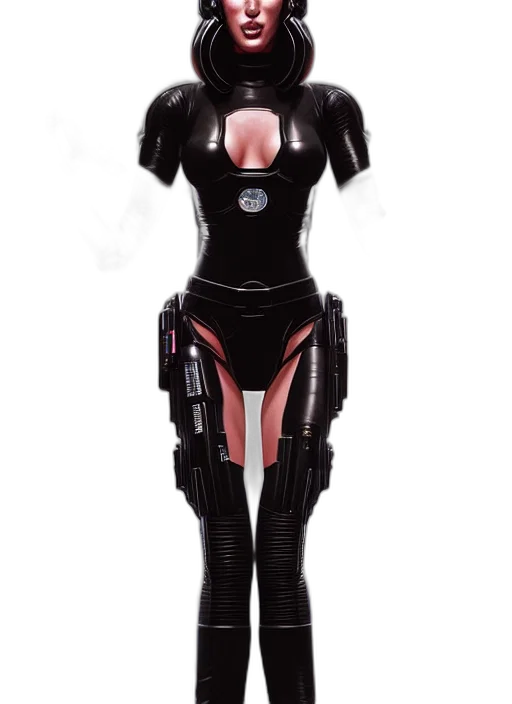 robot, dress, staff, cyberpunk, 3d render, concept art, comic book art, outer space transparent PNG cut-out