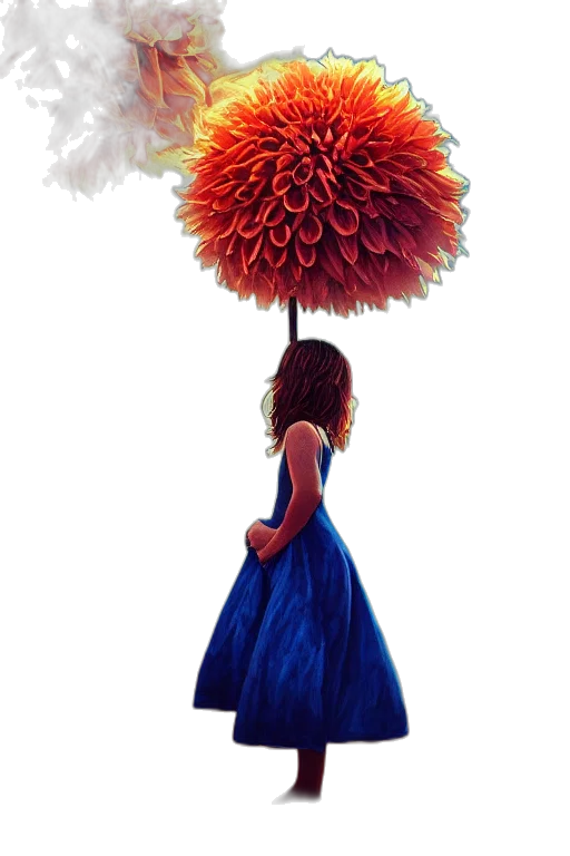 umbrella, dress, flower, crown, concept art, photorealistic, fantasy art, oil painting transparent PNG cut-out
