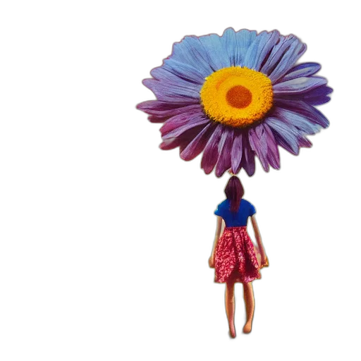 flower, dress, umbrella, crown, 3d render, concept art, photorealistic, watercolor transparent PNG cut-out