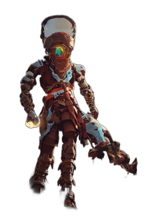 robot, staff, weapon, creature, concept art, 3d render, fantasy art, pixel art transparent PNG cut-out