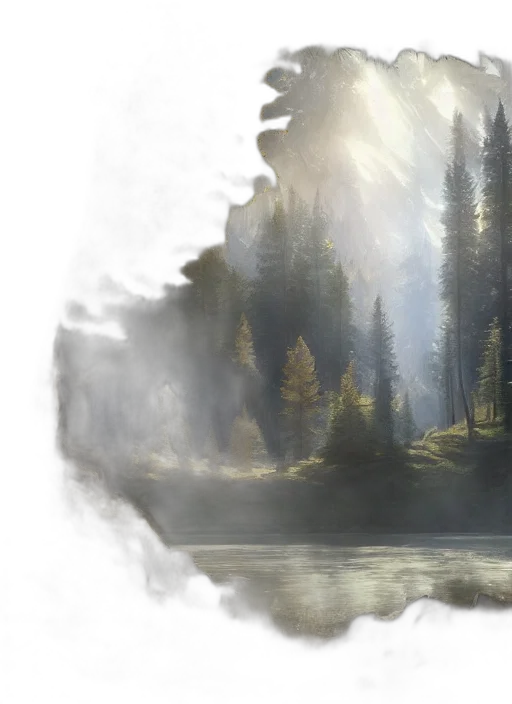dragon, tree, sword, concept art, fantasy art, photorealistic, oil painting, fog transparent PNG cut-out