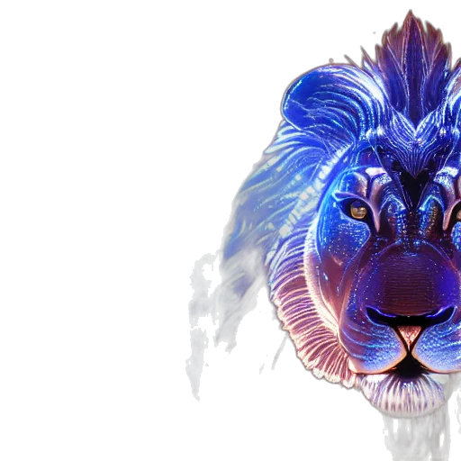 animal, 3d render, fantasy art, concept art, photorealistic, cybertronic, lion, studio transparent PNG cut-out