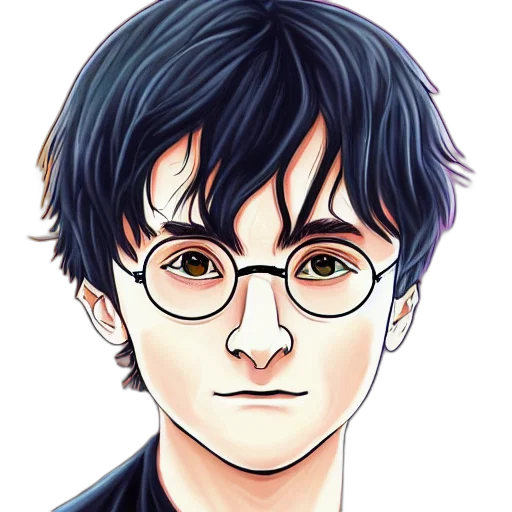 face, staff, cartoon, anime, pixel art, comic book art, portrait, harry transparent PNG cut-out