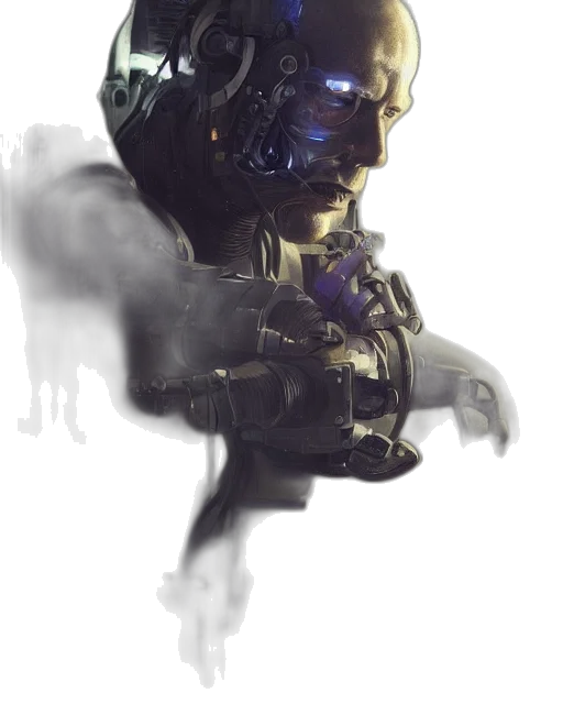 robot, mask, face, creature, concept art, cyberpunk, fantasy art, 3d render transparent PNG cut-out