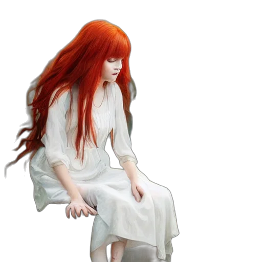 dress, hair, creature, 3d render transparent PNG cut-out