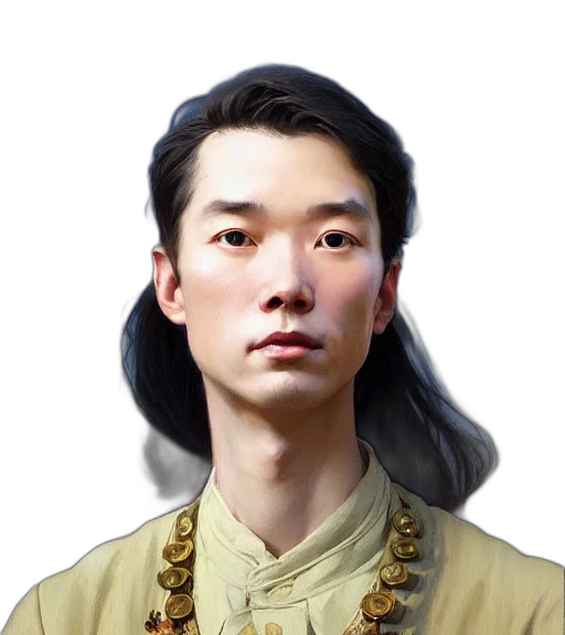 staff, face, crown, hair, photorealistic, fantasy art, concept art, 3d render transparent PNG cut-out
