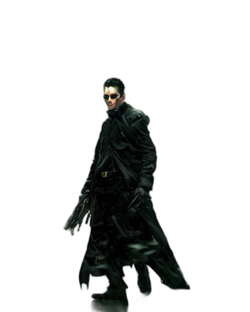 jacket, staff, weapon, mask, concept art, cyberpunk, 3d render, fantasy art transparent PNG cut-out