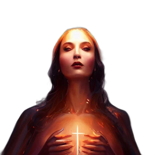 jewelry, concept art, fantasy art, comic book art, pixel art, fire, angel, black transparent PNG cut-out