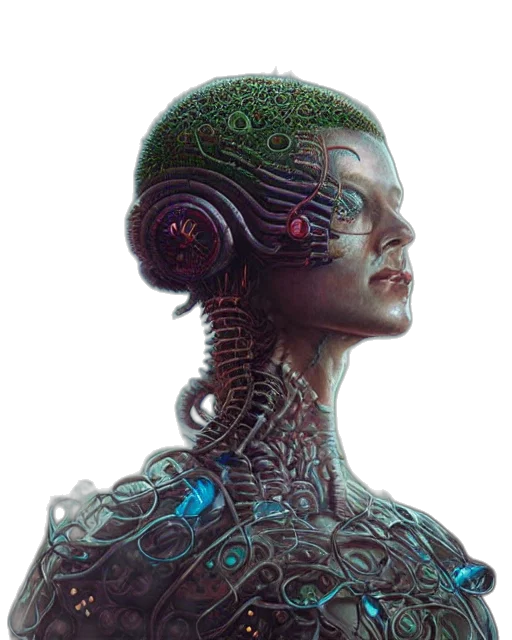 robot, face, creature, hair transparent PNG cut-out