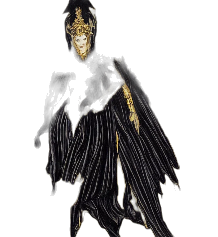 mask, crown, creature, dress, concept art, fantasy art, watercolor, pixel art transparent PNG cut-out
